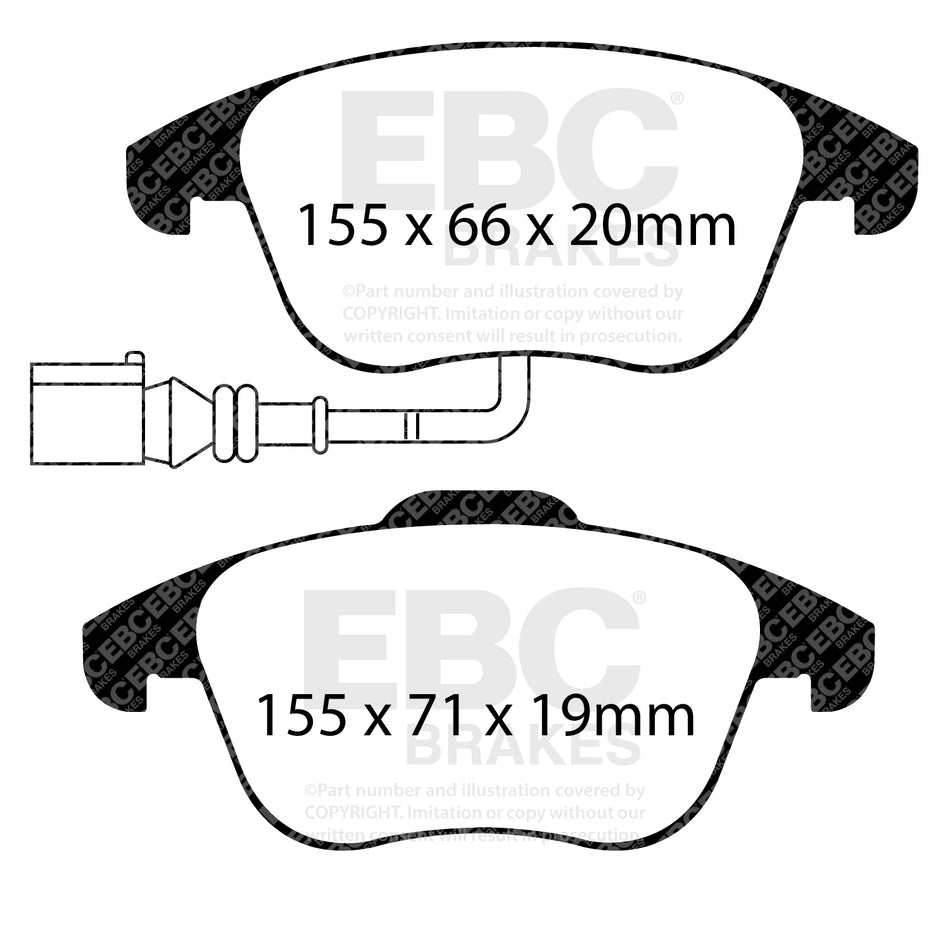 EBC Front Ultimax Brake Pads - Volkswagen Tiguan / Seat Alhambra (7N) (DP1997) — view 2