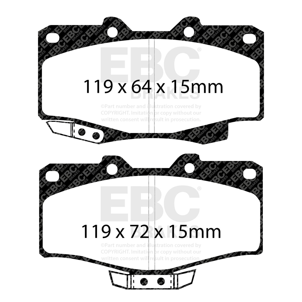 EBC Front YellowStuff Brake Pads - Toyota Landcruiser / Toyota Hilux Surf (DP4807R) — view 2