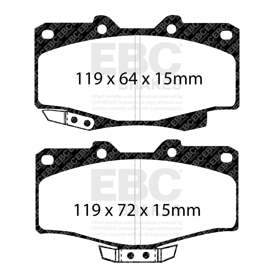 EBC Front YellowStuff Brake Pads - Toyota Landcruiser / Toyota Hilux Surf (DP4807R) — view 2