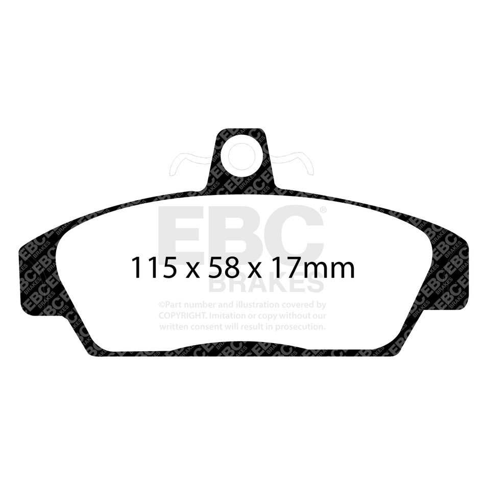 EBC Front YellowStuff Brake Pads - Rover Metro / Rover 100 (DP4817R) — view 2
