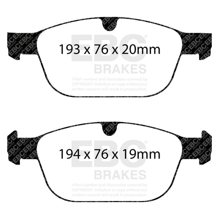 EBC Front YellowStuff Brake Pads - Volvo Xc60 / Volvo Xc90 (1st Gen) (DP42018R) — view 2