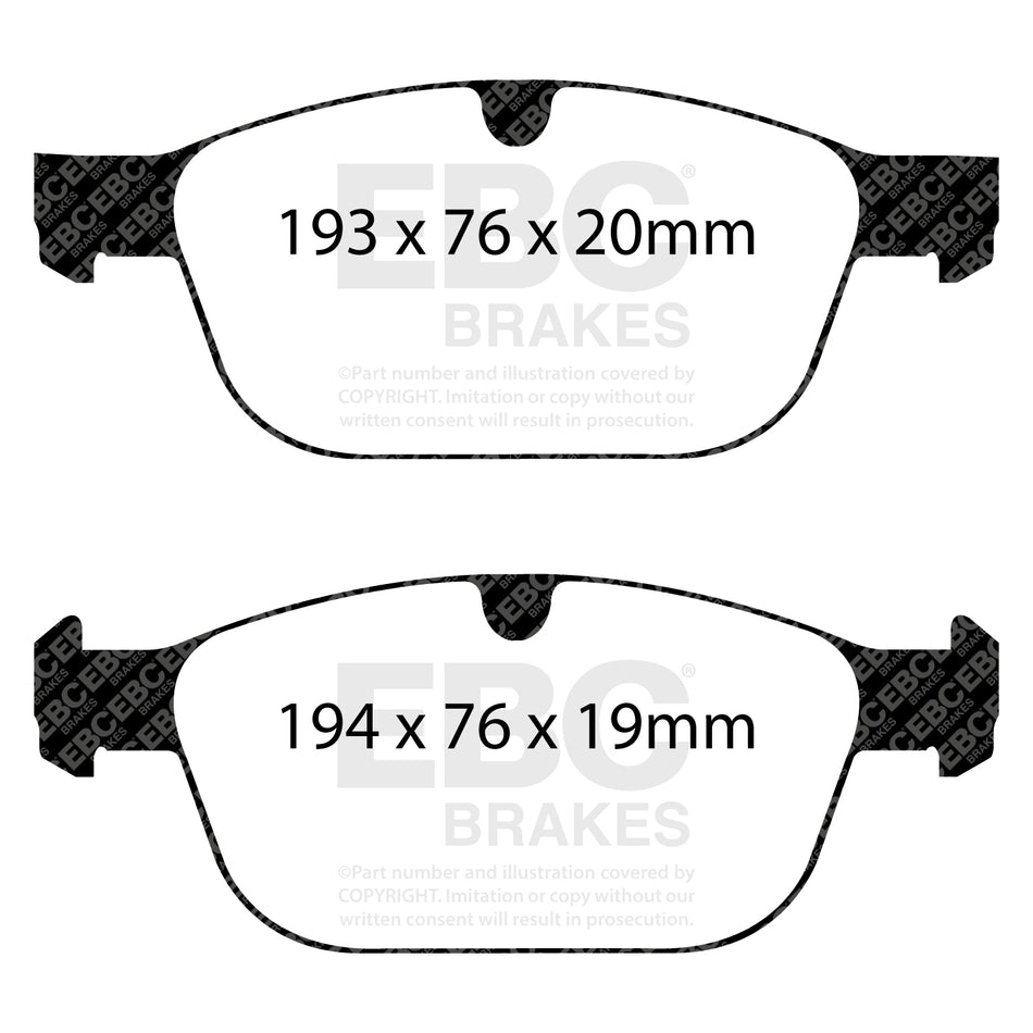 EBC Front YellowStuff Brake Pads - Volvo Xc60 / Volvo Xc90 (1st Gen) (DP42018R) — view 2