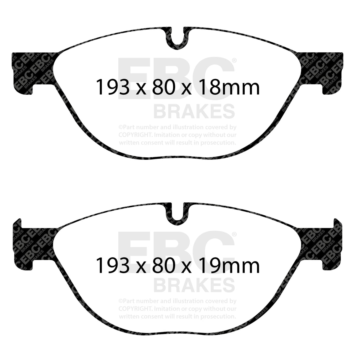 EBC Front YellowStuff Brake Pads - BMW 5 Series (F10) / BMW 5 Series (xDrive F10) (DP42019R) — view 2