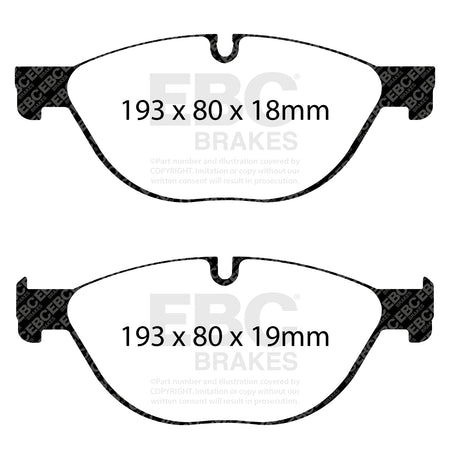 EBC Front YellowStuff Brake Pads - BMW 5 Series (F10) / BMW 5 Series (xDrive F10) (DP42019R) — view 2