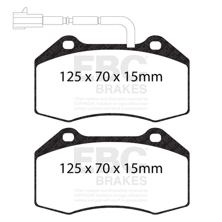 EBC Front YellowStuff Brake Pads - Fiat Grande Punto Abarth / Abarth Grande Punto (DP42021R) — view 2