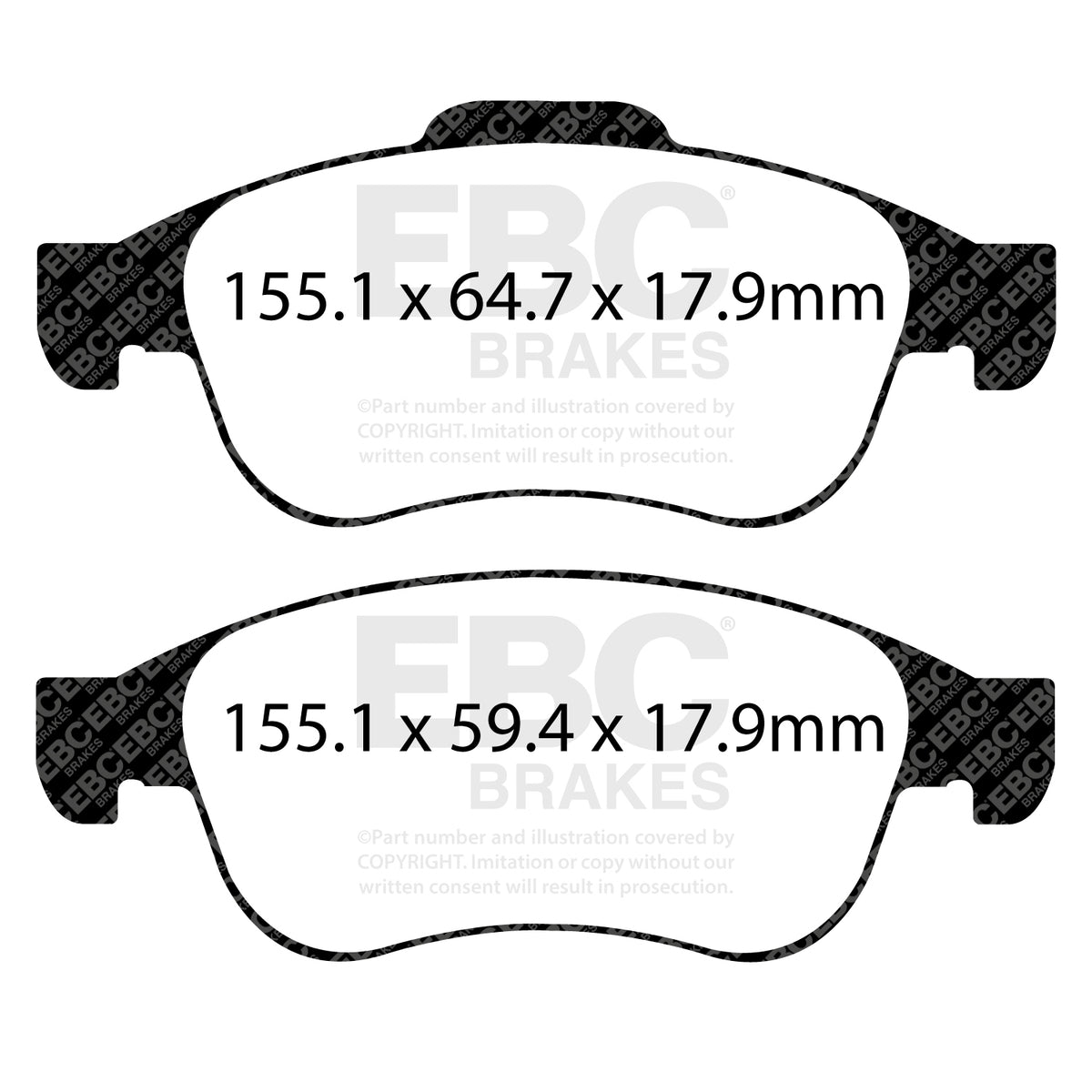 EBC Front GreenStuff Brake Pads - Renault Megane / Renault Megane Hatch (DP22023) — view 2