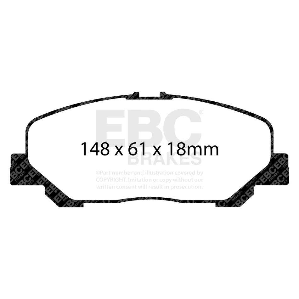 EBC Front YellowStuff Brake Pads - Toyota Estima / Toyota Lucida (DP42048R) — view 2