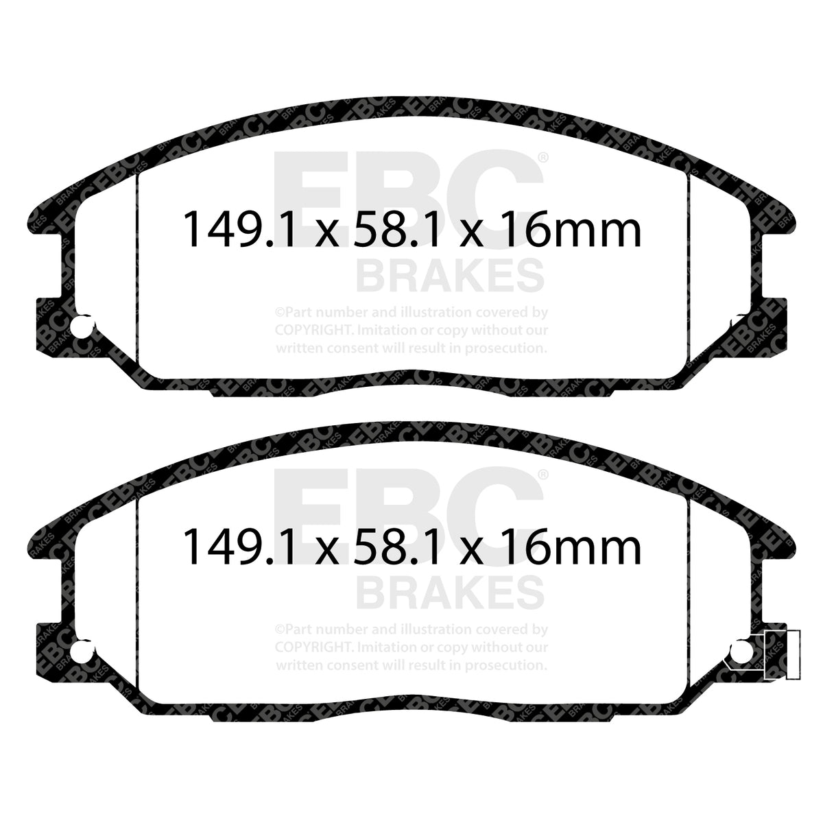 EBC Front Ultimax Brake Pads - Ssangyong Rexton / Ssangyong Korando Sports Pickup (DPX2049) — view 2