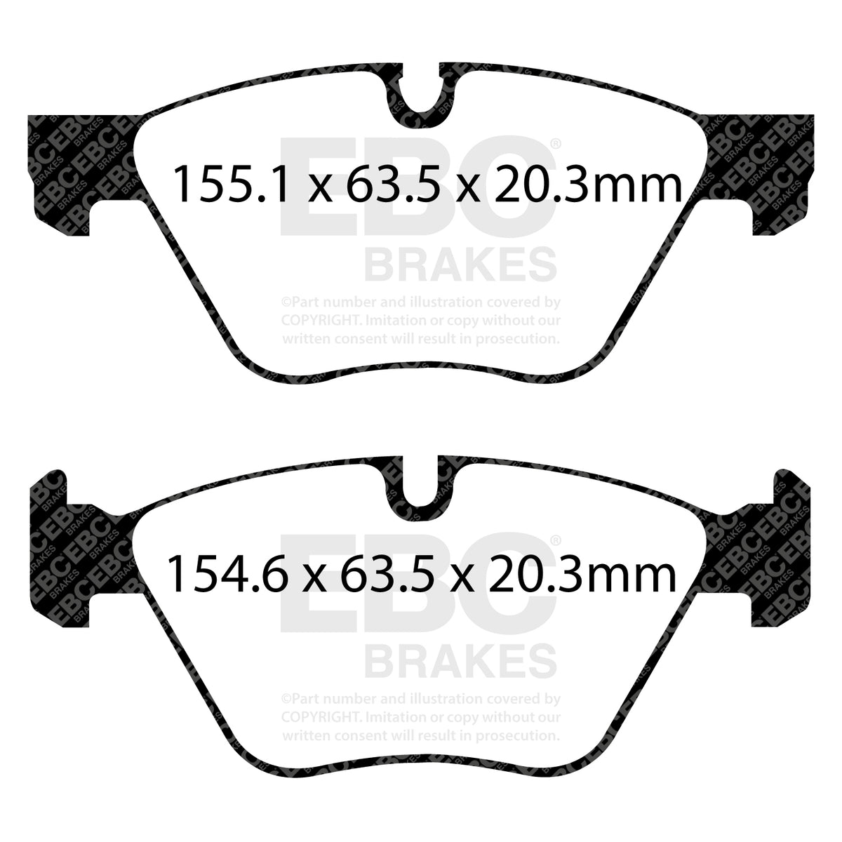EBC Front BlueStuff Brake Pads - BMW 3 Series (E90) / BMW 3 Series (E91) (DP52077NDX) — view 2