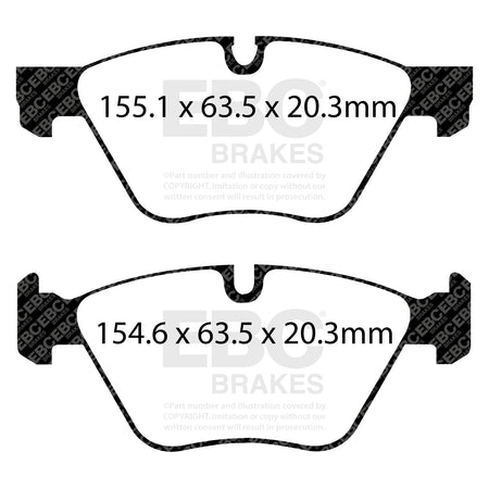 EBC Front BlueStuff Brake Pads - BMW 3 Series (E90) / BMW 3 Series (E91) (DP52077NDX) — view 2
