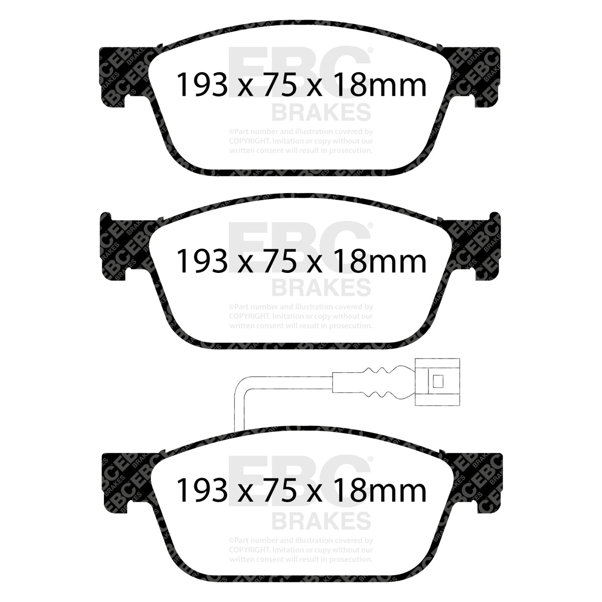 EBC Front YellowStuff Brake Pads - Volkswagen Commercial Transporter (KOMBI)|camper / Volkswagen California (DP42096R) — view