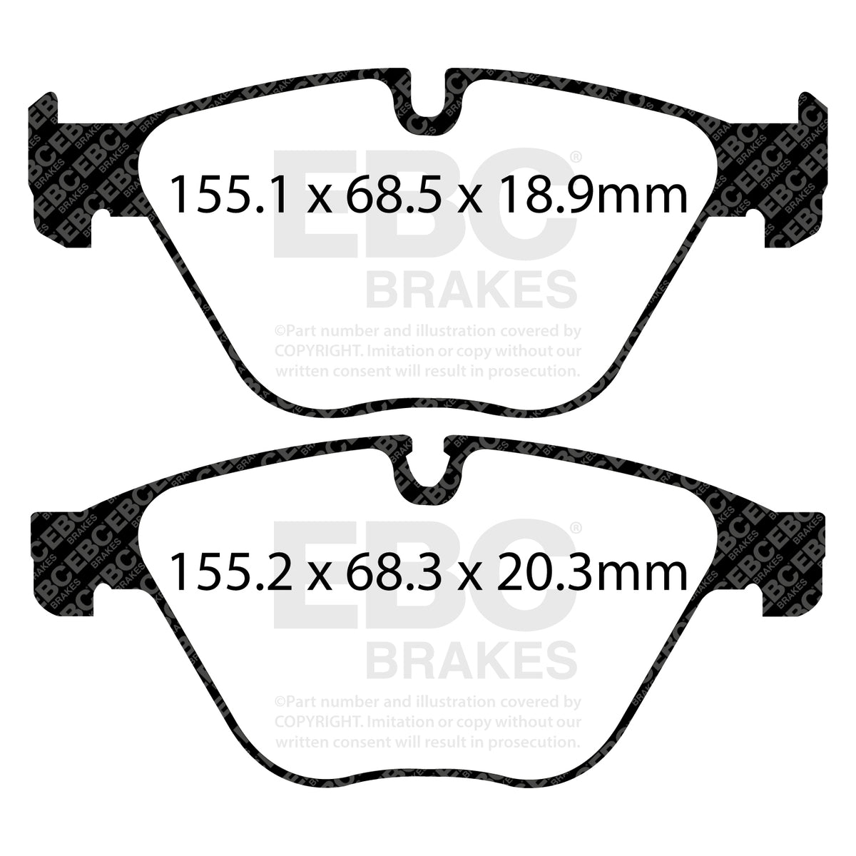 EBC Front Ultimax Brake Pads - BMW 5 Series (F11) / BMW 5 Series (F10) (DPX2103) — view 2