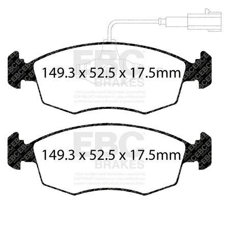 EBC Front GreenStuff Brake Pads - Fiat 500 / Fiat Punto (DP22141) — view 2