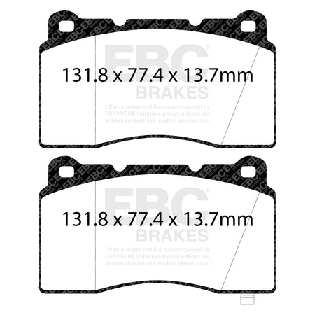 EBC Front RedStuff Brake Pads - Hyundai Genesis / Holden (australia And New Zealand) Commodore (VE) (DP32147C) — view 2
