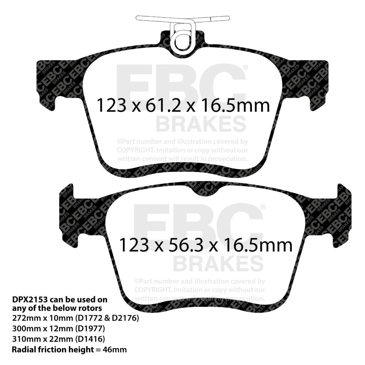 EBC Rear Ultimax Brake Pads - Volkswagen Golf / Audi A3 (DPX2153) — view 2
