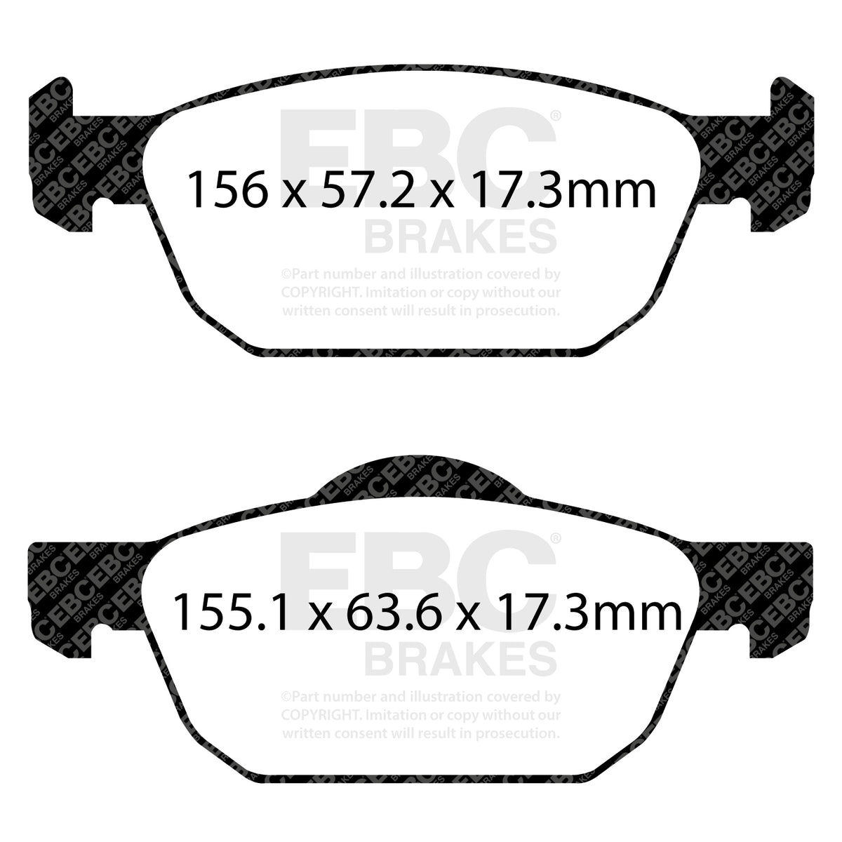 EBC Front YellowStuff Brake Pads - Honda Civic (9th Gen) / Honda Civic (10th Gen) (DP42154R) — view 2