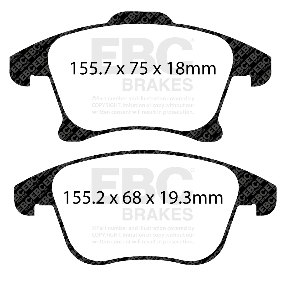 EBC Front Ultimax Brake Pads - Ford Mondeo / Ford Smax (DPX2159) — view 2