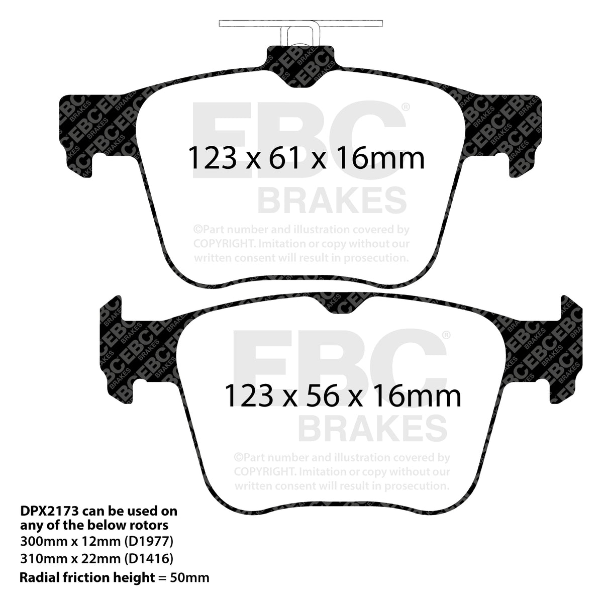 EBC Rear Racing RP-X Brake Pads - Skoda Superb (3V) / Volkswagen Passat Alltrack (3G) (DP82173RPX) — view 2
