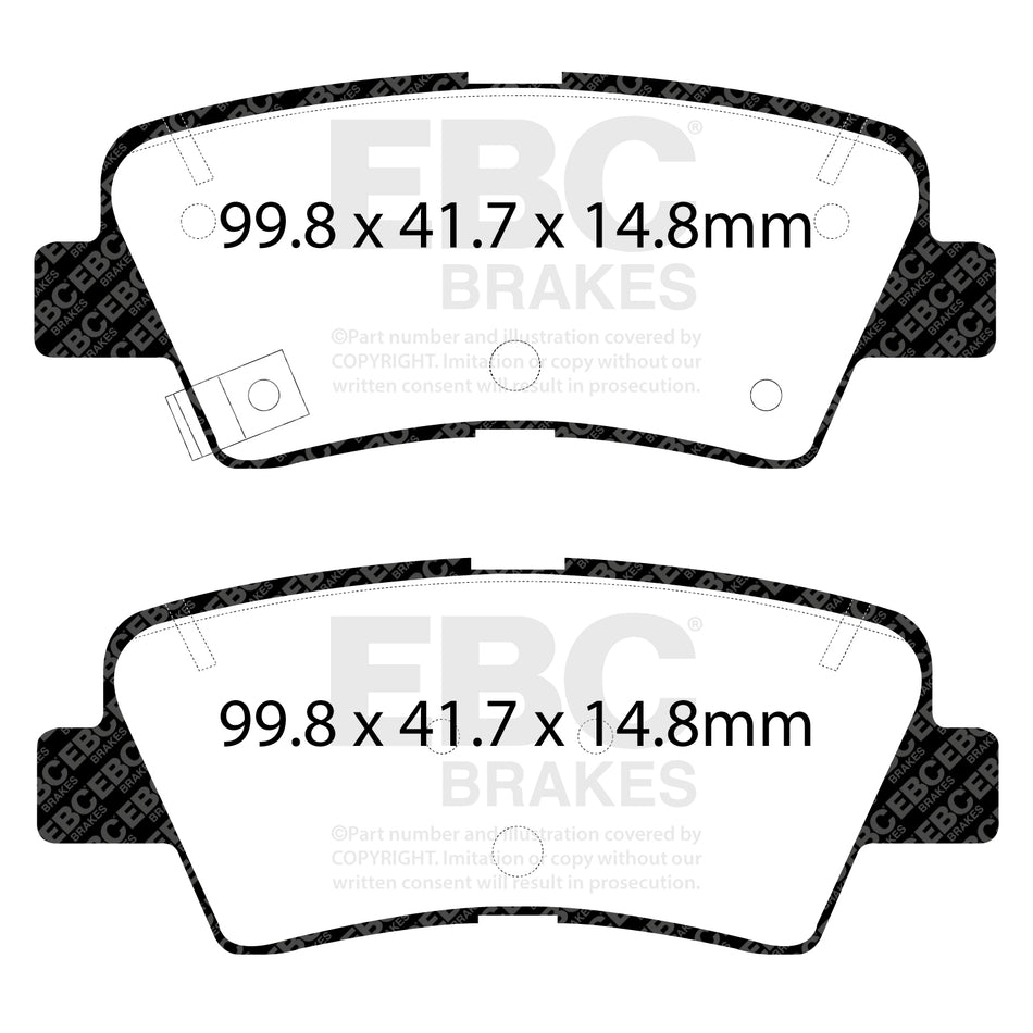 EBC Rear GreenStuff Brake Pads - Hyundai I30 / Kia Cee'd (JD) (DP22188) — view 2