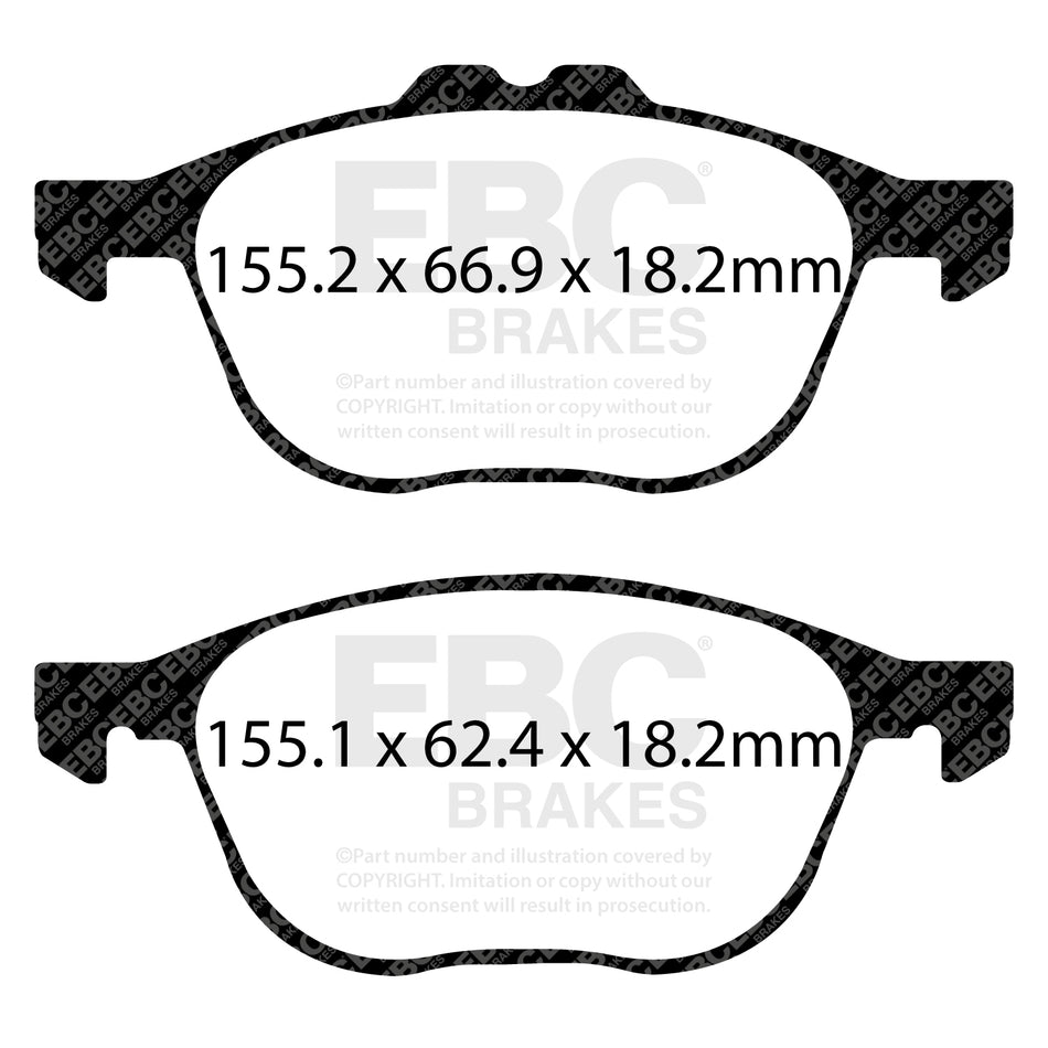 EBC Front Ultimax Brake Pads - Ford Commercial Transit Connect / Ford Tourneo Connect (DPX2194) — view 2