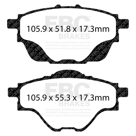 EBC Rear Ultimax Brake Pads - Peugeot 308 / Peugeot 308 Sw (DPX2197) — view 2