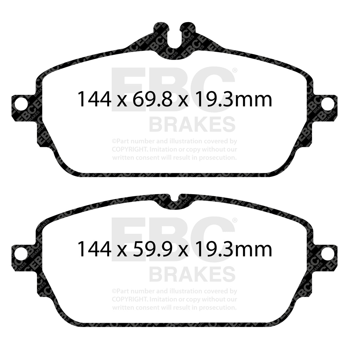 EBC Front YellowStuff Brake Pads - Mercedes-Benz C-Class (W205) / Mercedes-Benz C-Class (S205) (DP42208R) — view 2