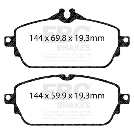 EBC Front Ultimax Brake Pads - Mercedes-Benz C-Class (W205) / Mercedes-Benz C-Class (S205) (DPX2208) — view 2