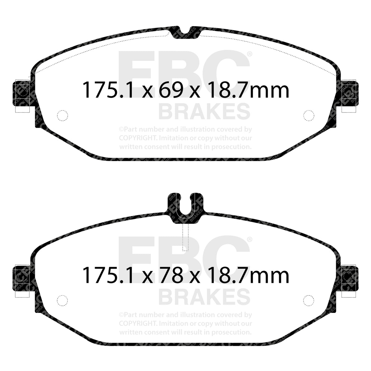 EBC Front YellowStuff Brake Pads - Mercedes-Benz C-Class (W205) / Mercedes-Benz C-Class (S205) (DP42214R) — view 2