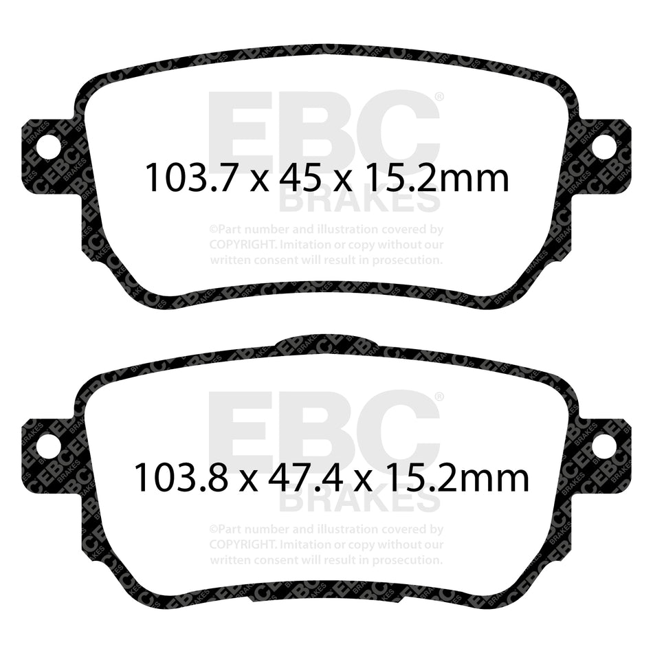 EBC Rear YellowStuff Brake Pads - Nissan Qashqai (J11) / Nissan Xtrail (DP42219R) — view 2