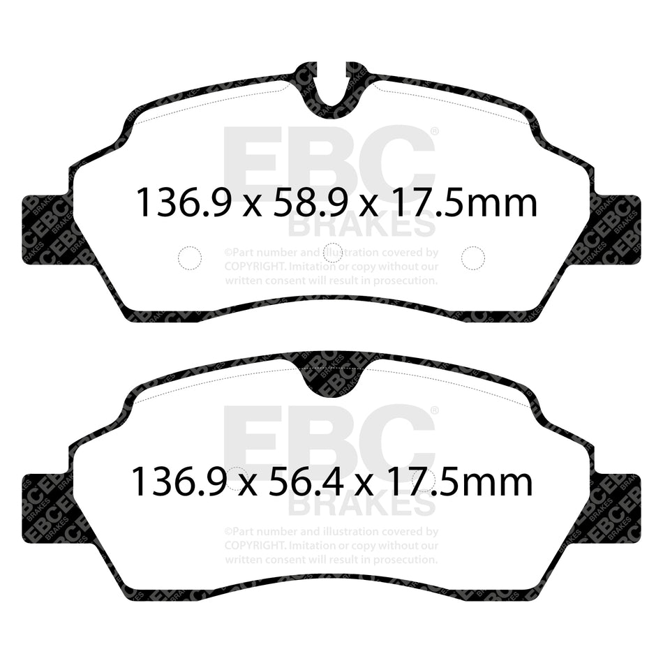 EBC Rear YellowStuff Brake Pads - Ford Commercial Transit (4th Gen) / Ford Commercial Transit Custom (DP42222R) — view 2