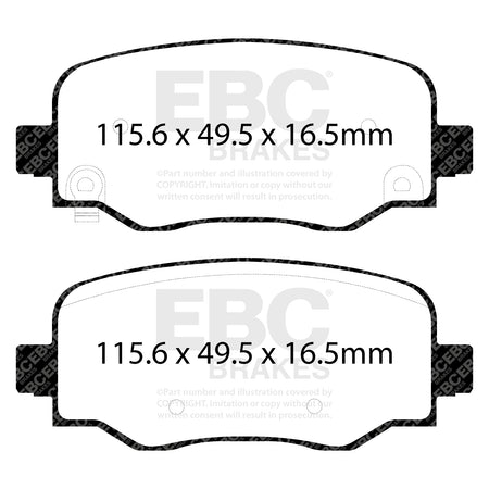 EBC Rear Ultimax Brake Pads - Fiat 500x / Jeep Renegade (DPX2237) — view 2