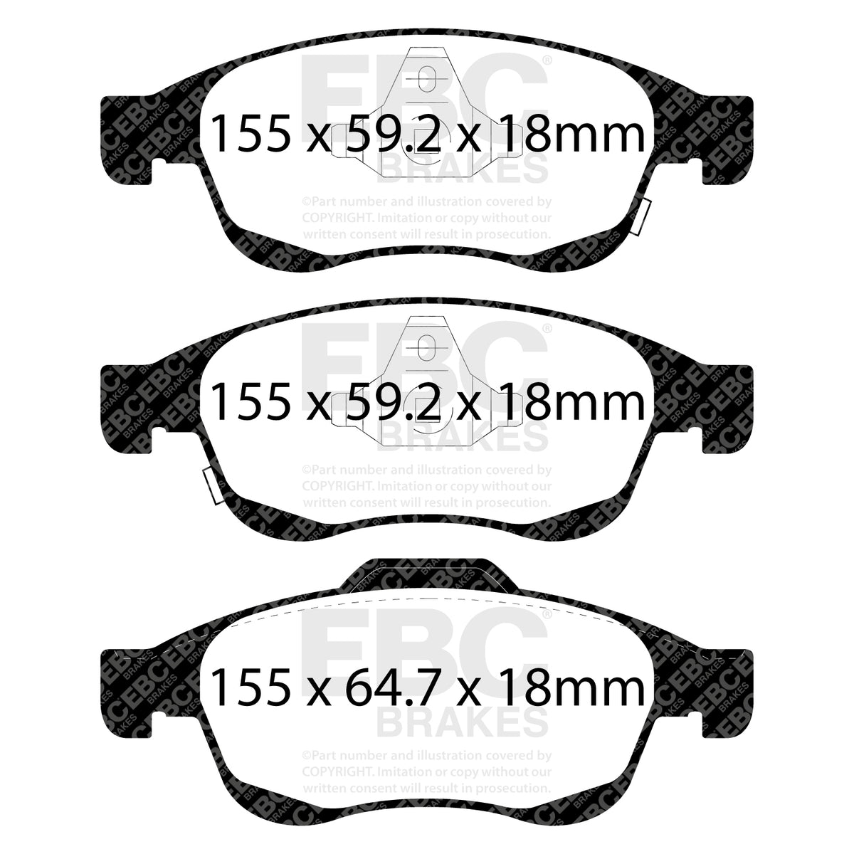 EBC Front GreenStuff Brake Pads - Fiat 500x / Jeep Renegade (DP22247) — view 2