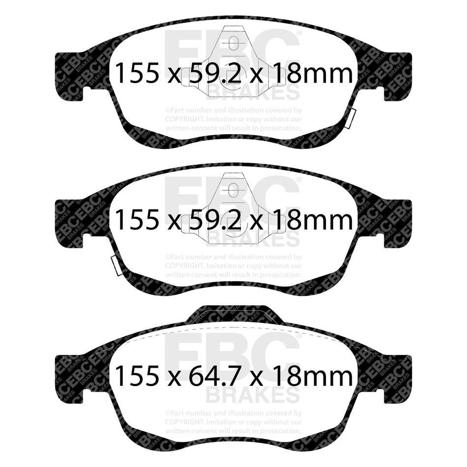 EBC Front GreenStuff Brake Pads - Fiat 500x / Jeep Renegade (DP22247) — view 2