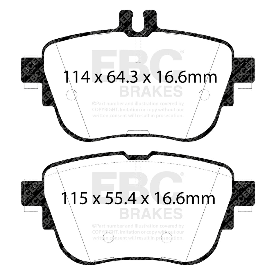 EBC Rear YellowStuff Brake Pads - Mercedes-Benz E-Class (S213) / Mercedes-Benz E-Class (W213) (DP42297R) — view 2