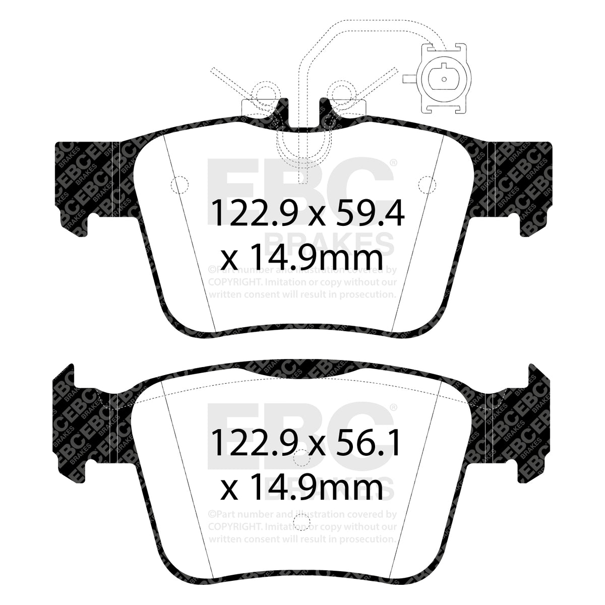 EBC Rear RedStuff Brake Pads - Maserati Ghibli (M157) / Alfa Romeo Giulia (952) (DP32315C) — view 2
