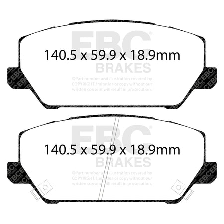 EBC Front BlueStuff Brake Pads - Hyundai I30 N / Hyundai Kona N (DP52343NDX) — view 2