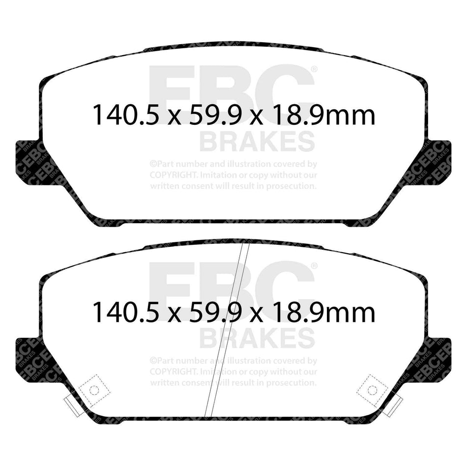 EBC Front YellowStuff Brake Pads - Hyundai I30 N / Hyundai Kona N (DP42343R)