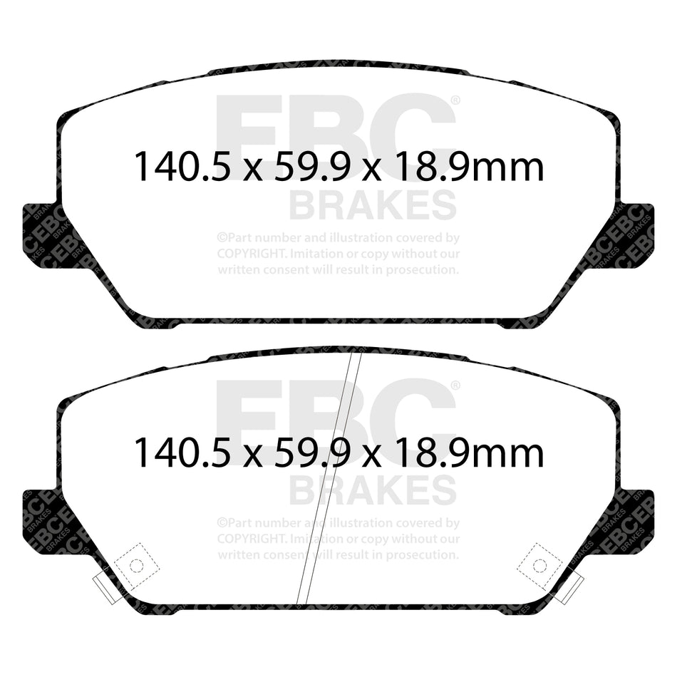 EBC Front GreenStuff Brake Pads - Hyundai I30 N / Hyundai Kona N (DP22343) — view 2