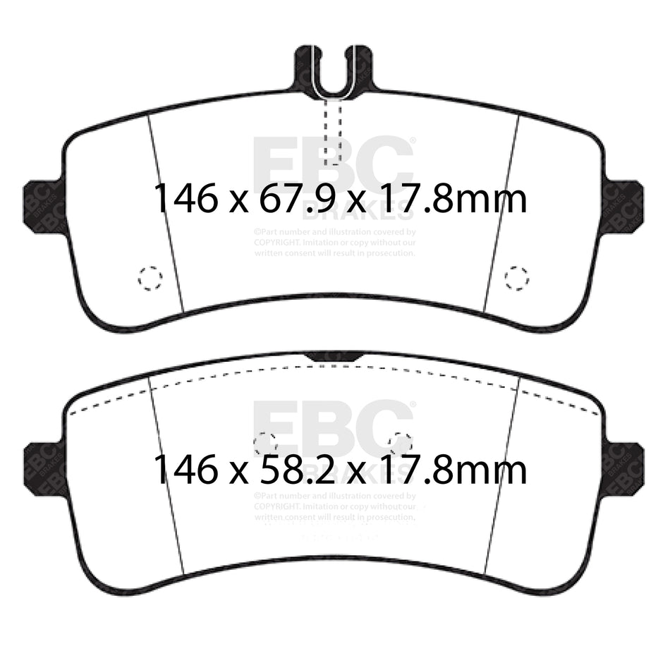 EBC Rear BlueStuff Brake Pads - Mercedes-Benz AMG GT / Mercedes-Benz C-Class (S205) (DP52350NDX) — view 2