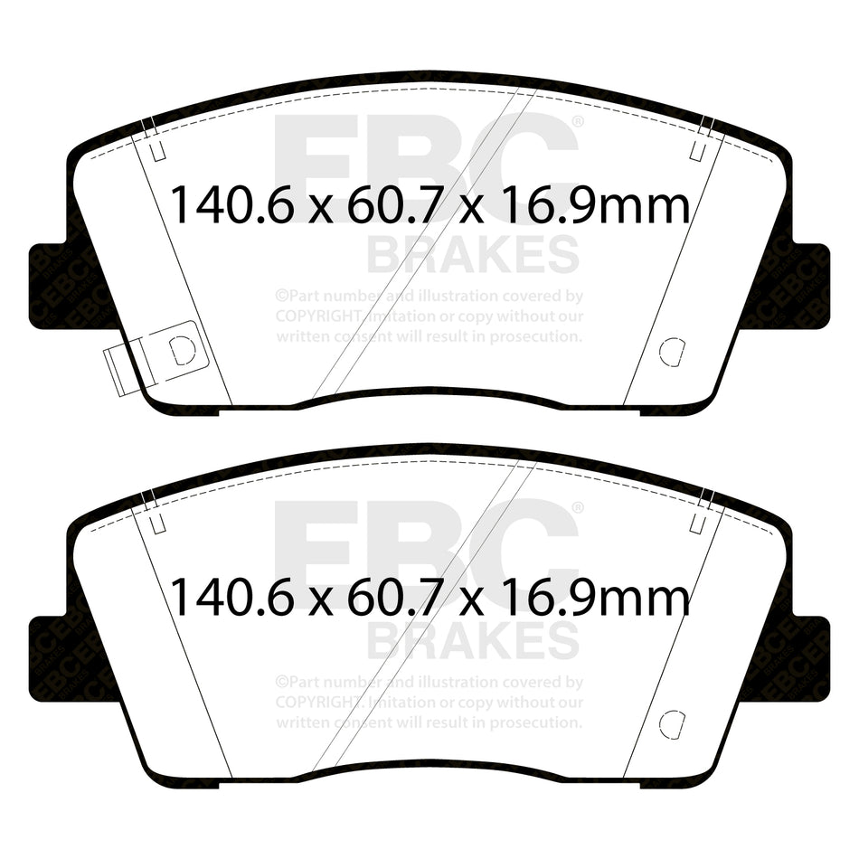 EBC Front GreenStuff Brake Pads - Kia Stinger / Genesis G70 (DP22358) — view 2