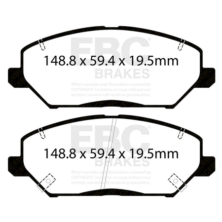 EBC Front YellowStuff Brake Pads - Hyundai I30 / Kia Ceed (CD) (DP42362R) — view 2