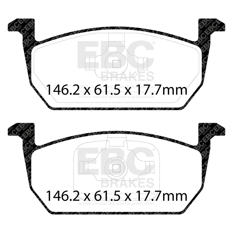 EBC Front Ultimax Brake Pads - Seat Ibiza (A0) / Volkswagen Polo (AW) (DPX2374) — view 2