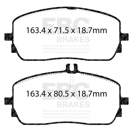 EBC Front RedStuff Brake Pads - Mercedes-Benz A-Class (W177) / Mercedes-Benz A-Class (V177) (DP32390C) — view 2