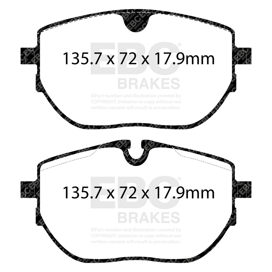 EBC Front YellowStuff Brake Pads - Volkswagen Commercial Transporter (KOMBI)|camper / Volkswagen California (DP42433R) — view