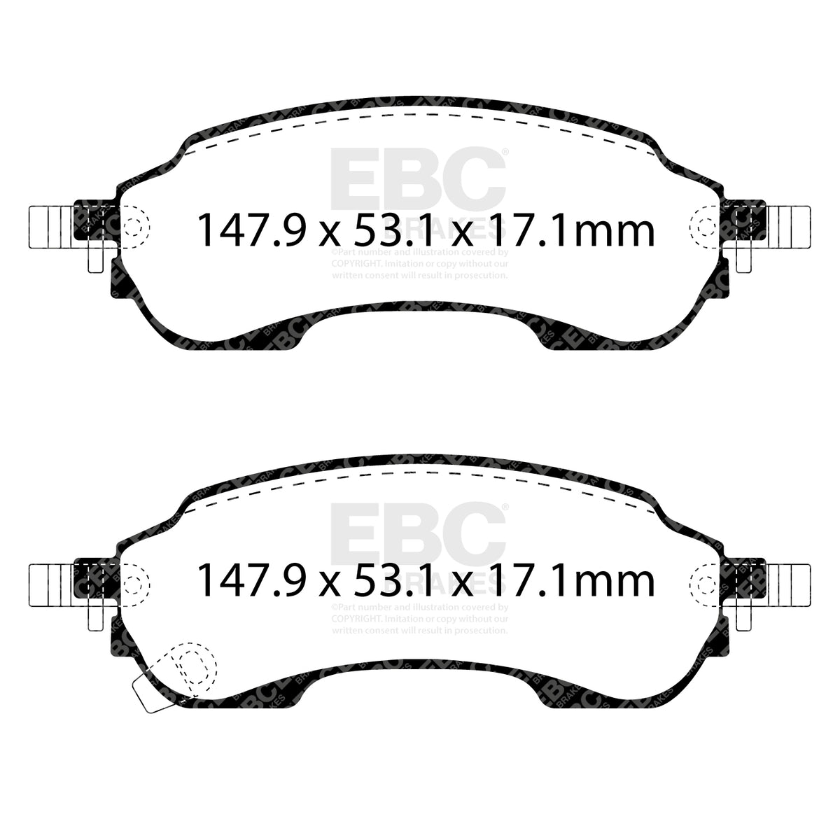 EBC Rear Ultimax Brake Pads - Volkswagen Commercial Amarok (Mk2) / Ford Commercial Ranger (DPX3151) — view 2