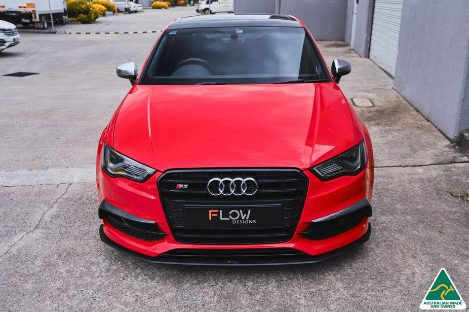 Flow Designs S3 8V Sedan Pre-Facelift Front Lip Splitter V3 & Mounting Brace
