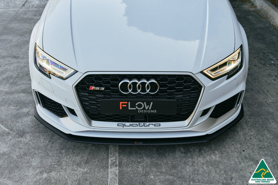 Flow Designs RS3 8V Sedan Facelift Front Lip Splitter & Stainless Steel Mounting Brace