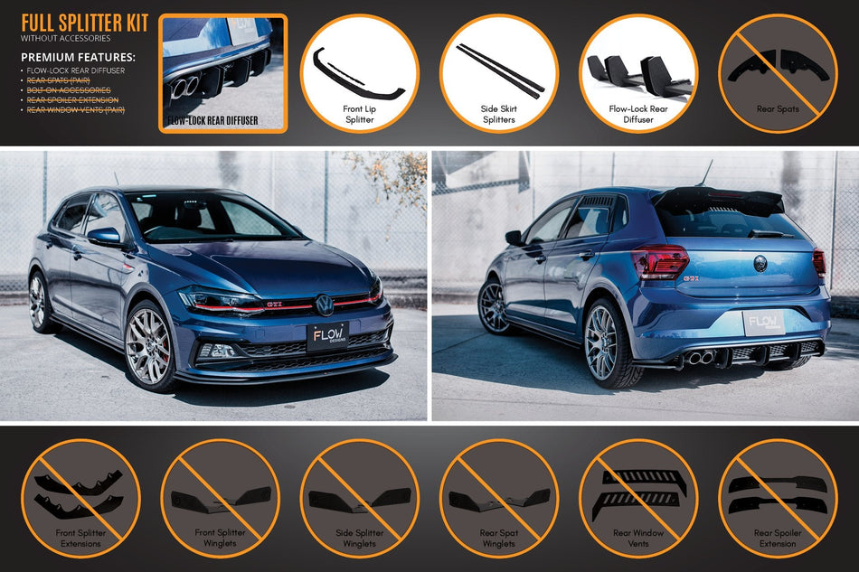 Flow Designs AW Polo GTI Full Splitter Set