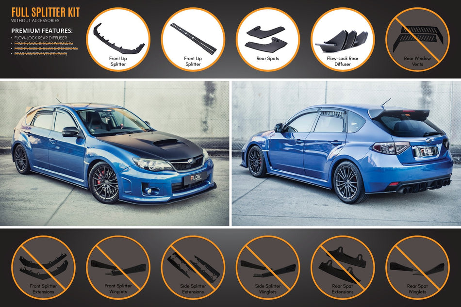 Flow Designs Impreza WRX / STI G3 Hatch (FL) Full Lip Splitter Set