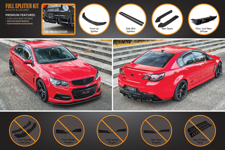 Flow Designs VF Commodore S1 Sedan Full Lip Splitter Set